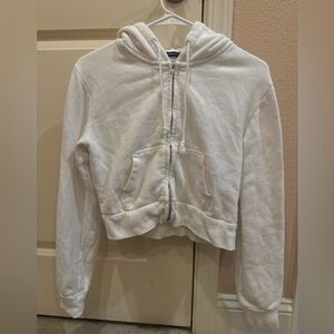 Brandy Melville White Hoodie Jacket